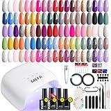 MEFA Gel Nail Polish Kit with U V Light, 32 Colors All Seasons Soak Off 60 Pcs Gel Polish Nail Set with Matte/Glossy Glitter Base Top Coat Manicure Tools Nails DIY Decorations Gifts for Women