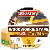 XFasten Double Sided Woodworking Tape 1 Inch x 108 Feet (3-Pack), Residue-Free, Removable Double Sided Woodworking Masking Tape for Wood Template, Mounting Boards MDF Edge Banding, Routing, Anchoring