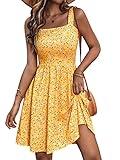 HUHOT Casual Sun Dresses for Women Summer Dresses Beach Vacation Clothes Flowy Sundress with Pockets Resort Wear Spring Dresses for Women 2025 Easter Boho Homecoming Graduation Floral Cute Dresses