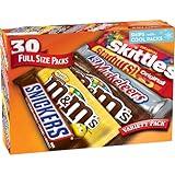 Mars M&M'S, SNICKERS, 3 MUSKETEERS, SKITTLES & STARBURST Variety Pack Full Size Bulk Candy Assortment, 56.11 oz, 30 Count