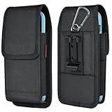 ACCKUO Phone Holster for Belt with Metal Clip and Magnetic Closure Compatible with iPhone 16/15/14/13/12 Pro and Non-Pro, Galaxy S25 S24 S23 S22 for Everyday Protection, M-Black