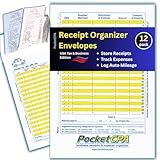 PocketCPA Receipt Organizer Envelopes (12 Pack, 9.5" x 6.5") – Stores Receipts, Tracks Expenses & Logs Mileage – Tax Organizer, Expense Holder, Made in USA, Perfect for Small Business & Travel.