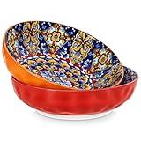 vancasso Large Serving Bowls, 78 Oz Extra Large Salad Bowls Set of 2, Bohemian Decorative Bowls for Salad, Fruit, Pasta and Dinner, Serving Dishes Set for Party, Dishwasher & Microwave Safe－Red