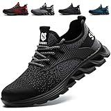 SUADEX Steel Toe Sneakers for Men Women Indestructible Work Shoes Lightweight Comfortable Safety Sneakers Slip-Resistant Composite Toe Shoes for Construction Black