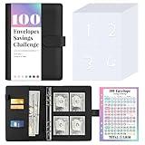 Sooez 100 Envelope Money Saving Challenge Book with 100 Pocket Pre-Numbered & Reusable Laminated Tracker