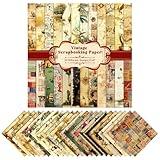 24 Sheets Vintage Ephemera Scrapbook Paper,Funny Origami Pattern Paper for Adults Teens Kids,Old Retro Style for DIY Pattern Scrapbook Card Making