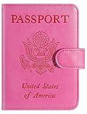Passport Holder Cover Wallet RFID Blocking Leather Card Case Travel Accessories for Women Men (Pink)