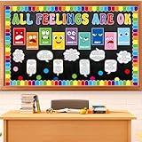 Mental Health Bulletin Board Decorations Set All Feelings are Ok Classroom Decor Back to School Wall Decor Emotion Inspirational Cutouts for Kid Teacher School Counselor Therapy Calm Corner Supplies