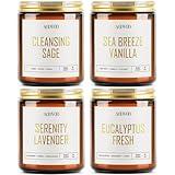 AOOVOO Scented Candles - 4PC Candle Set, 36 oz Soy Candles, Soy Candle for Home Scented, Lavender/Vanilla/Eucalyptus/Sage