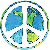Peace Sign Over Earth - Small Bumper Sticker or Laptop Decal (3.25" Circular)