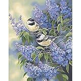 Dimensions Chickadees and Lilacs Paint by Numbers for Adults, 11'' W x 14'' L