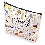 VeloKomo Italy Gifts Makeup Bag - Italian Themed Gift for Travelers Women Girls Friends portable Italia Cosmetic Bags Souvenirs Travel Must Haves Small Toiletry Pouch for Birthday Party Vacation