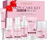 Gifts for Women,Skin Care Set,Anti-aging Moisturizing Repair Soothing Snail Mucin Serum Hydrating Facial Skin Care Routine Kit for Dull Skin & Dry Skin,Travel Skincare Gift Set Teenage Teen Girl Gifts