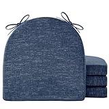 IPYNBAP Chair Cushions for Dining Chairs with Ties and Removable Cover, Dining Kitchen Chair Pads with Non-Slip Bottom, High-Resilience Indoor Seat Cushions, 16'' x 16'' x 2'', Set of 4, Navy