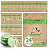 ORIGINAL DERMA BEAUTY 24PK Cucumber Essence Face Masks for Skincare - Facial Sheet Mask Korean Skin Care