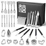 46-Piece Stainless Steel Fruit Carving Tools Set - Professional Watermelon Carving Knife Kit with Ergonomic Handles & Portable Case, Durable Fruit Cutting Tools for Culinary Arts, Sculpting, Peeling