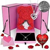 HYRIXDIRECT Flowers Rose Bear Valentine's Day Gifts Lighted up Artificial Forever Rose Everlasting Flower Teddy Bear Gifts for Her Women Mom Wife Wedding Mothers Day