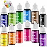 12 Color Cake Food Coloring Set, Food Grade Vibrant Food Color Liquid Dye Tasteless for Baking, Icing, Easter Egg, Fondant, Cooking, Slime Making DIY Supplies Kit - .35 Fl. Oz (10 ml) Bottles