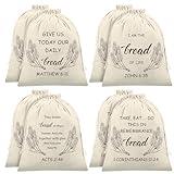 Vesici 8 Pcs Large Linen Bread Bag for Homemade Bread Reusable Container and Saver Drawstring Storage Bags Unbleached Storage Container Keeper for Bakery 12" x 15" (Elegant Style)