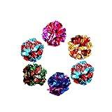 SunGrow Cat Crinkle Balls, Shiny, Mylar Crinkler, Stress-Relief Toy for Kittens, Interactive & Engaging, Keeps Grown-up Cats Active, Encourages Multi-cat Play, Provides Endless Entertainment, 6 Pcs