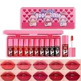 10 Colors Lip Tint Stain Set, Korean Lip Gloss Watery Lip Stain Moisturizing Mini Liquid Lipstick Set, Multi-Use Lip and Cheek Tint, Non-Stick Cup, High Pigment, Long-Lasting, Vivid Color (Set B)