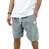HOTake Mens Corduroy Shorts Casual 7 Inch Elastic Waist Drawstring Summer Beach Loose Fit Shorts