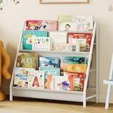 Aokitsink Kids Bookcases Montessori Bookshelf Nursery Book Shelves and Toy Storage Childrens Toddler Bookshelf Sturdy Metal Kid's Toy Storage Organizer for Kids' Rooms Playroom Kindergarten