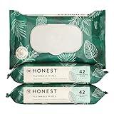 The Honest Company Flushable Wipes for Sensitive Skin | Fragrance Free, Hypoallergenic, 99% Water, Safe to Flush | pH Balanced Feminine Wipes | Tropical Leaves, 126 Count