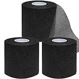 ADMITRY Pre Wrap Tape Athletic,3 Rolls X 22 Yards Black Prewrap Headbands for Hair,Foam Underwrap Sports Wrap