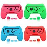 FASTSNAIL 4 Pack Grips Kit Compatible with Nintendo Switch for Joy Con, Wear-Resistant Grip Controller for Joy con & OLED Model with 12 Thumb Grip