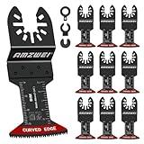 AMZWEI 10 Pcs Bi-Metal Oscillating Tool Blades Metal Cutting, 1-3/4" Curved Edge Multitool Blades for Soft Metal, Hard Wood, Plastic, Oscillating Saw Blades Fit Dewalt Milwaukee Bosch Ryobi