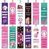 AFRITEE Womens History Month Decorations - 120 Pcs Empowered Freedom Equality Feminism Paper Bookmark Gift for Women, Women's History Month School Classroom Motivational Speech Supplies