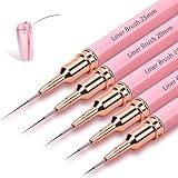 5Pcs Nail Art Liner Brushes,Liner Brush For Nails Gel,Thin Liner Nail Brush Set,Nail Art Striping Brushes,Painting Art Design Pen For Long Lines, Thin Details, Fine Drawing Sizes 5/9/13/20/25mm