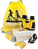 Adventure Kidz - Outdoor Exploration Kit, Children’s Toy Binoculars with Case, Flashlight, Compass, Whistle, Magnifying Glass, Backpack. Great Gift Set for Camping, Hiking, STEM, Pretend Play.