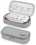 YOKUMA Pencil Case,Large Capacity Pencil Pouch,Aesthetic Zipper Pencil Box, Back to School Supplies for College Students Teen Adults,Travel Essentials,Electronic Cable Organize (Grey)