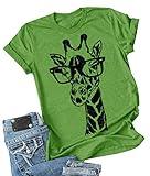 Auburet Womens Giraffe T Shirt Summer Funny Graphic Short Sleeve Crewneck Tees Casual Shirt Tops