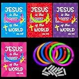 Haooryx Valentine’s Exchange Gifts Bulk - 36 Pack Glow in The Dark Sticks Bible Verse Card Valentine's Day Kids' Multi-Item Party Favor Packs Sunday School Prizes Classroom Reward Holiday Presents