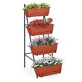 OYEAL Raised Garden Bed 4 Tier Vertical Garden Planter Indoor Outdoor Herb Planter with Legs Elevated Garden Planters for Flowers Vegetables Plants, Brick Red