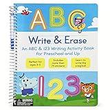 Write & Erase ABC and 123: Wipe Clean Writing & Tracing Workbook Skills for Preschool Kids and Up Ages 3-5: Includes Letter and Number Tracing, Early ... Erase Marker & Bonus Restickable Stickers.
