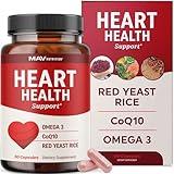 Red Yeast Rice with CoQ10 + Omega 3 for Healthy Cholesterol Support | 1200mg | Heart Health Support | Red Yeast Rice 1200 mg. Capsules | Non-GMO, Gluten-Free | Heart Health Supplements | 90 Ct