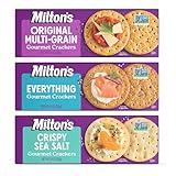 Milton's Gourmet Crackers Variety Bundle (Original Multi-Grain, Everything, Crispy Sea Salt) - Non-GMO Project Verified, Natural Ingredients, Kosher, Great for Charcuterie Boards - 8.4 Oz, Pack of 3