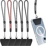 Cell Phone Lanyard, 5 Pack Adjustable Wrist Strap with 5 Pack Tether Tab fit iPhone and Most Cell Phones
