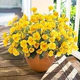 Hibiscus Artificial Flowers Plants for Outdoors Decor, 6 Bundles Silk Hibiscus Bouquet Tropical Flowers Artificial Realistic UV Resistant Fake Flowers for Outside Planter Porch Patio Balcony, Yellow