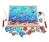 TOWO Wooden Fishing Game-Magnetic Fishing Puzzles with Numbers Jigsaw Puzzle- Sea Creatures Kids Educational Toys for 3 Years Old Math Toy