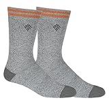 Columbia Men's 2 Pack Fleece Lined Thermal Crew Socks, Grey/Burnt Orange, Shoe Size 6-12