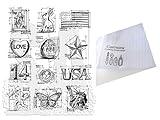 Tim Holtz Stampers Anonymous Mini Blueprints #2 Cling Stamp Set (CM146), Includes Bunny, Nest, Egg, Cupid, Star, Flag and More, Curations March 2025 Collection, Carnora Mesh Storage Bag