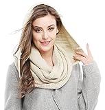 Winter Soft Pullover Knit Infinity Scarf Beanie Hoodie Scarf, Beige