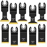 JTWEB Titanium Oscillating Tool Blade, 10PCS Oscillating Saw Blades Metal Cutting Multi Tool Blades Kits Wood and Metal Nails Plastic, Multitool Blades for Milwaukee Bosch Dremel Rockwell
