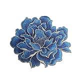 Sourcemall Sew on Peony Floral Patches, Embroidered Flower Appliques for DIY Clothing, Jackets, Jeans, Backpacks, Hats, Arts Craft Sew Making (Dark Blue Peony)