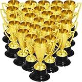 SenseYo 24 Pack Mini Trophies Cups, Gold Trophy Award, Plastic Trophies for Kid, 4 Inch Award Trophies for Kids Party Favors, Winning Prizes